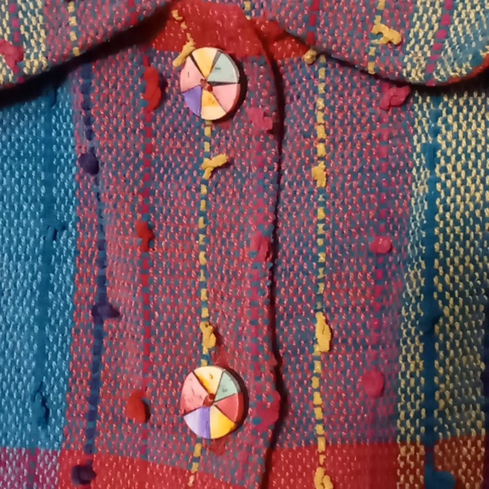 Multicolor Patchwork Button-Front Jacket - Picture 8 of 9